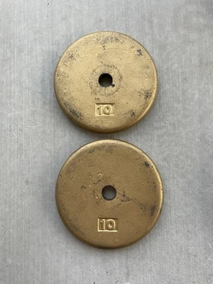 Vintage Pancake Style 10 Lb Standard 1” Weight Plates Lot of 2 Total 20Lbs - Image 1 of 4