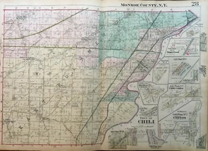 1924 CHILI MAPLEWOOD CLIFTON BUCKBEES CORNER MONROE COUNTY NY ATLAS KARTE - Bild 1 von 5