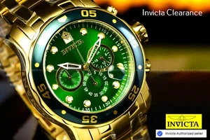 Invicta Men's Pro Diver Scuba 48mm 18kt Gold Plated Chronograph Green Dial Watch - Picture 1 of 21