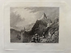 1832 Antique Print: Braubach & Marksburg, Germany after Tombleson