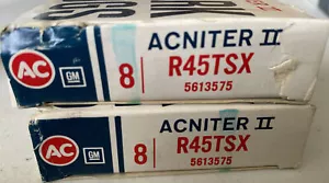(8) Early NOS AC R45TSX Spark Plugs Fire Ring - 4 Green Ring - # 5613575 - GM - Picture 1 of 2