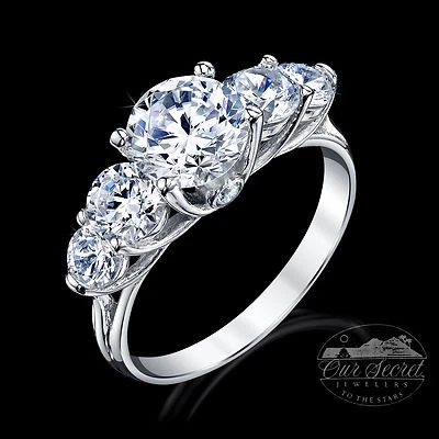 1.5 Kt Tre Pietre Plus Anello Superiore Zirconia Cubica Argento Sterling Sz 4 - Immagine 1 di 2