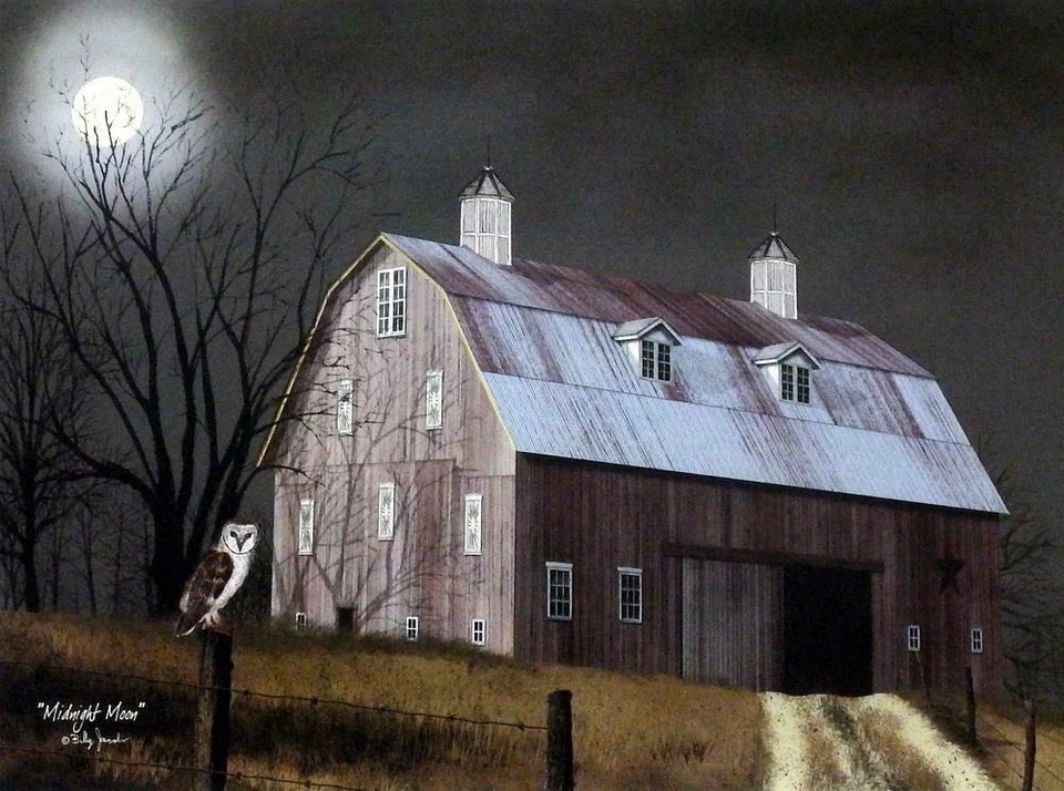 Billy Jacobs Midnight Moon Country Farm Print  16 x 12 - Image 1 of 1