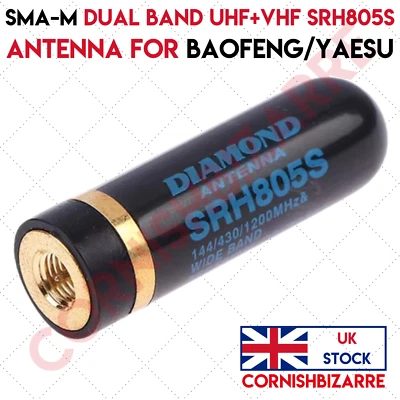 SMA-M MALE DUAL BAND UHF+VHF  SRH805S SHORT STUBBY ANTENNA FOR HANDHELD WALKIE - Image 1 of 4