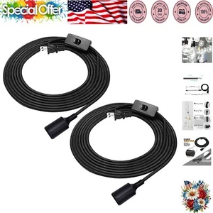 E26/E27 Black Pendant Light Socket with 16.4Ft Cord - Quick Install Solution - Picture 1 of 10