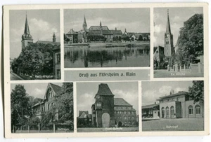 AK Flörsheim am Main,Bahnhof,Schule, Kirchen,bei Rüsselsheim um 1954 - Picture 1 of 2