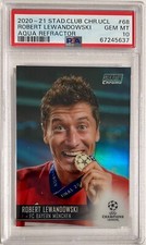 2020-21 Stadium Club Chrome #68 Robert Lewandowski Aqua Refractor /199 - PSA 10