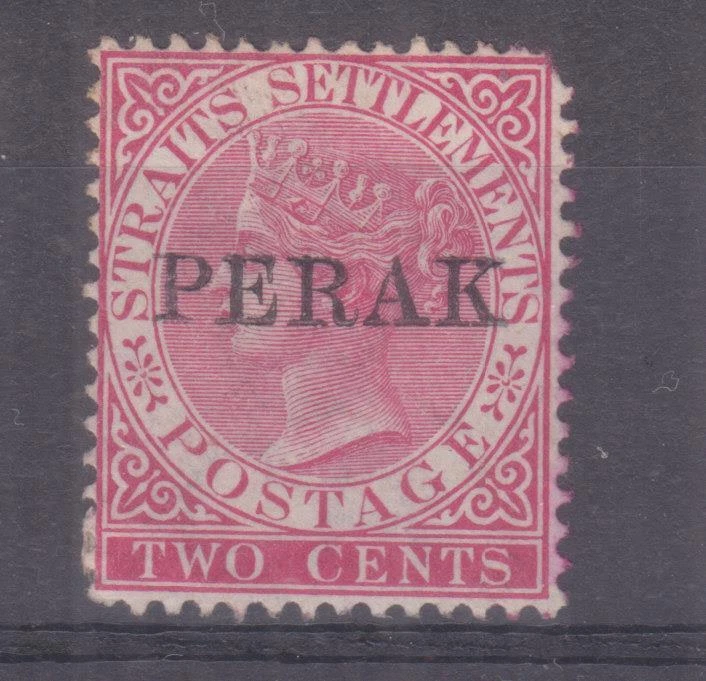 PERAK,1891 加利福尼亚州,2c。 Bright Rose,例如 19a,薄荷无口香糖.. — 第 1/1 张图片