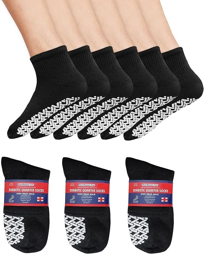 Wholesale Mens Ankle Gripper Non Skid Diabetic Socks Non Binding Loose Fit Top - Image 1 of 2