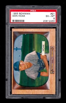 1955 Bowman #21 Hoak PSA 6 EX-MT - Image 1 of 2