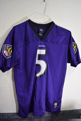 NFL Teams Players YOUTH XL 18-20 Baltimore Ravens FLACCO 5 Mesh Purple Jersey - Image 1 of 4