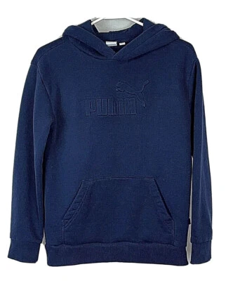 Sudadera con capucha de algodón azul para niño Puma con logotipo elevado talla grande de EE. UU. 14/16 Foto 1 de 4