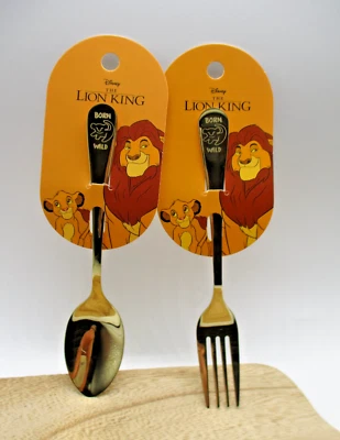 Disney Rey León Acero Inoxidable Cuchara Tenedor 13.9cm Juego de 2 Oro Foto 1 de 4
