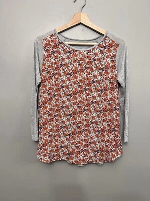 Camiseta sin marca manga larga con estampado floral frontal de seda talla mediana Foto 1 de 4