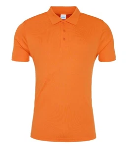 New Mens AWDis Just Cool Smooth wicking Polo Shirts. Orange Crush. M-XXL.