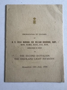 2nd Bn The Highland Light Infantry Presentation Of Colours Prog, Bangalore 1928 - Picture 1 of 5
