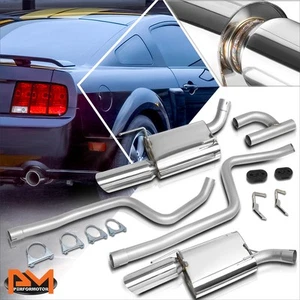 For 05-10 Ford Mustang 4.0 V6 Dual 4" Rolled Tip Muffler Catback Exhaust System - Picture 1 of 5