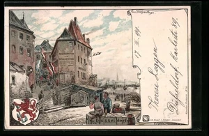 Ansichtskarte Düsseldorf, Am Kohlenthor mit Restauration Zum Drachenfels 1899  - Picture 1 of 2