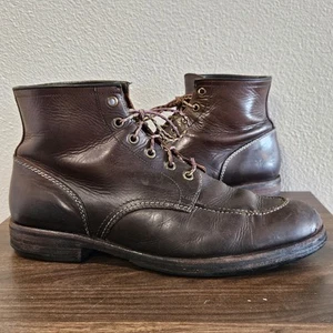 FRYE Prison Lace Up Ankle Combat Boots Brown Leather Men's Sz 10.5D Made in Mex - Imagen 1 de 14