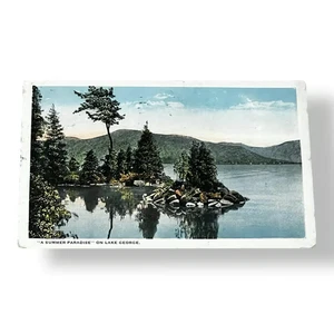 Postal A Summer Paradise on Lake George Nueva York c1924 Tarjeta Frontera Blanca D416 - Imagen 1 de 2