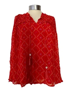 Moliin Rae Blouse - Poincianana Red/ Pink White Pattern Tunic Top Blouse M 12-14 - Picture 1 of 19