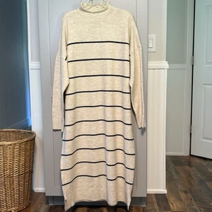 Abbott Elementary Sweater Dress Women's Plus Size 1X Stripe Long Sleeve Stretch - Picture 1 of 13
