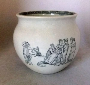 Victorian Blue & White Pottery Jardiniere with Prints of Classical Maidens - Picture 1 of 11