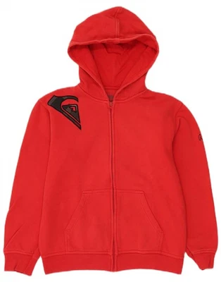 Suéter com capuz QUIKSILVER feminino gráfico zíper 13-14 anos algodão vermelho AB21 - Imagem 1 de 3