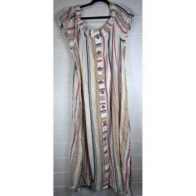 Cato Fashion Striped Button Front Maxi Dress Plus Size 18/20W Summer Casual NWT - Image 1 of 4