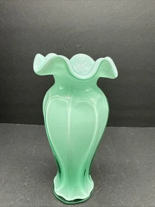 Schöne mintgrüne Vase 8 Zoll mit glatter weißer Einlage - Bild 1 von 11