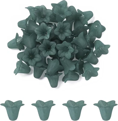 50Pcs Frosted Acrylic Flower Beads 17.5X12X1.5Mm Transparent Floral Pendants Cle - Image 1 of 4