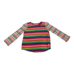 Jumping Beans Girls Rainbow Striped Long Sleeve Shirt 4T Bow Accent - Picture 1 of 7