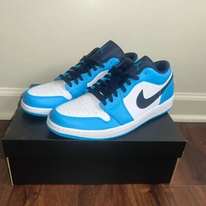 Size 12 - Jordan 1 Low UNC 2021 Black/University Blue/White - Picture 1 of 10