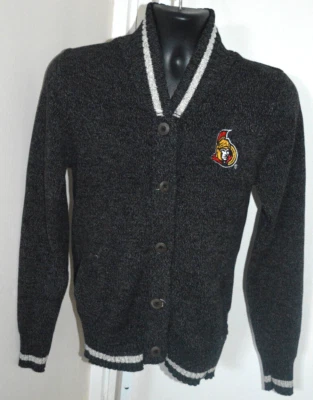 NHL OTTAWA SENATORS CARDIGAN SWEATER WOMENS LARGE Stitched Logo DARK GRAY  VGC - Image 1 of 4