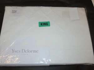 Yves Delorme Parure 4P King Percale Sheet Set France White - Picture 1 of 4