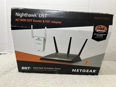 NETGEAR Nighthawk DST AC1900 DST Black Wi-Fi Router & DST Adapter EUC - Image 1 of 4