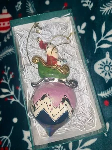 Clayworks Vintage Blue Sky 2000 Heather Goldminc Weihnachtsschlitten Ornament - Bild 1 von 3