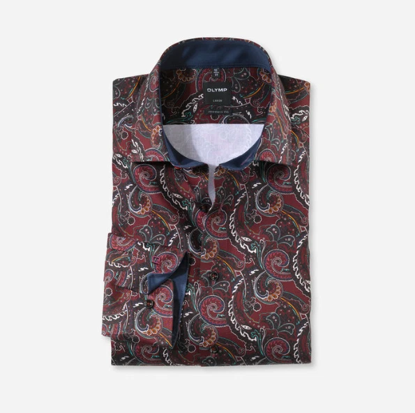 OLYMP® Modern Fit  Paisley Printed Shirt/Dark Red - Medium EU39 SRP £75 50% OFF - Image 1 of 1