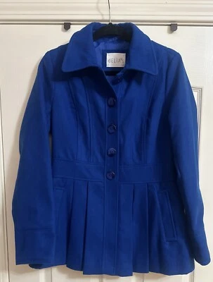 NUEVO SIN ETIQUETAS-DELIAS Abrigo Azul Plisado con Botones Y2K. Talla Mediana. Foto 1 de 4