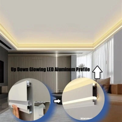 10pcs Up Down Glowing LED Aluminum Profile Ceiling Top Corner Channel Backlight - Image 1 of 4