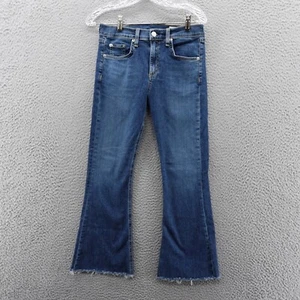 Rag & Bone Mid Rise Flare Leg Jeans Size 27 Blue Medium Wash Womens Frayed Hem - Picture 1 of 14