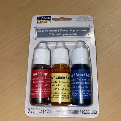 art minds Soap Colorants/soap making 1 pkg of 3 / 0.25 ozred/blue/yellow new - Image 1 of 3