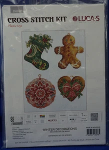 Lucas Punto de Cruz JK043 Decoraciones de Invierno 4 Adornos - Nuevo - Imagen 1 de 16