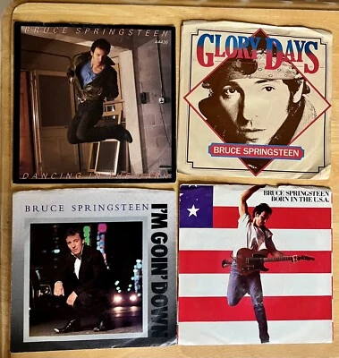 4 - Bruce Springsteen NM 45 RPM Vinyl Records Picture Sleeves Born In The USA - Image 1 of 4