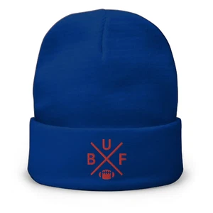 Buffalo Football Retro BUF Cross Winter Beanie Hat Cap - Picture 1 of 8