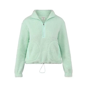 Womens Fairy Green No Boundaries Half Zip Plush Pullover with Pockets, L (12-14) - Picture 1 of 5