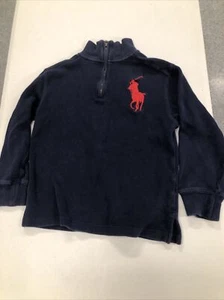 Children POLO Ralph Lauren Navy Blue 1/4 Zip Big Pony Pullover Sz Small (8) - Picture 1 of 7