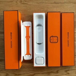 Apple Watch Hermes Orange Sports Band with Box Charging Cable Accessories Used - Picture 1 of 9