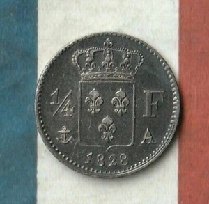 1828A France 1/4 Franc- 90% AG- Only 466K Minted-  Dark Toned- Striking Details~ - Picture 1 of 3