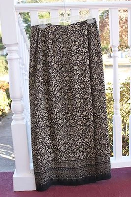 ✅ Falda larga de poliéster Emma James Liz Claiborne para mujer 10 beige y negro con abertura Foto 1 de 4